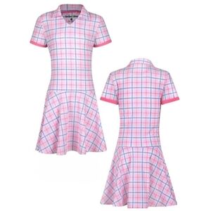 NEW Turtles&Tees Pink Check Me Out Teagan Golf Tennis Dress Girl's Size XL 14/16